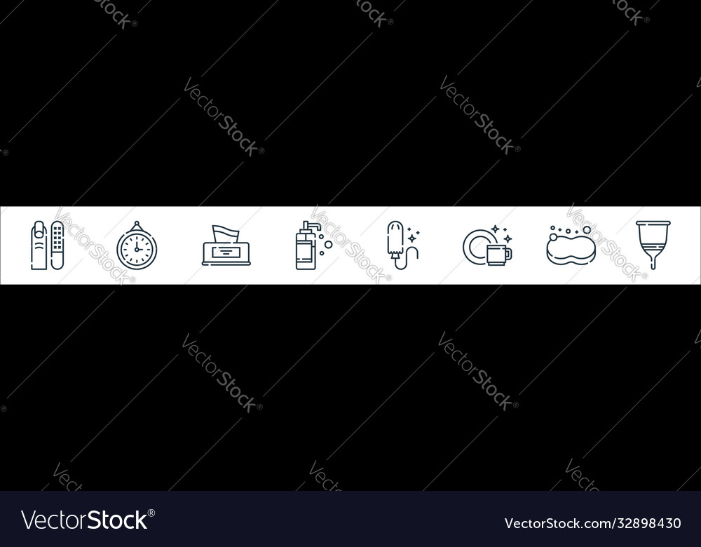 Hygiene routine line icons linear set quality vector image Hygiene routine line icons linear set quality