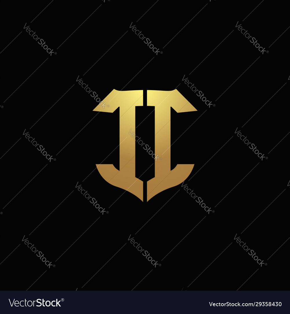 Ii logo monogram with gold colors and shield