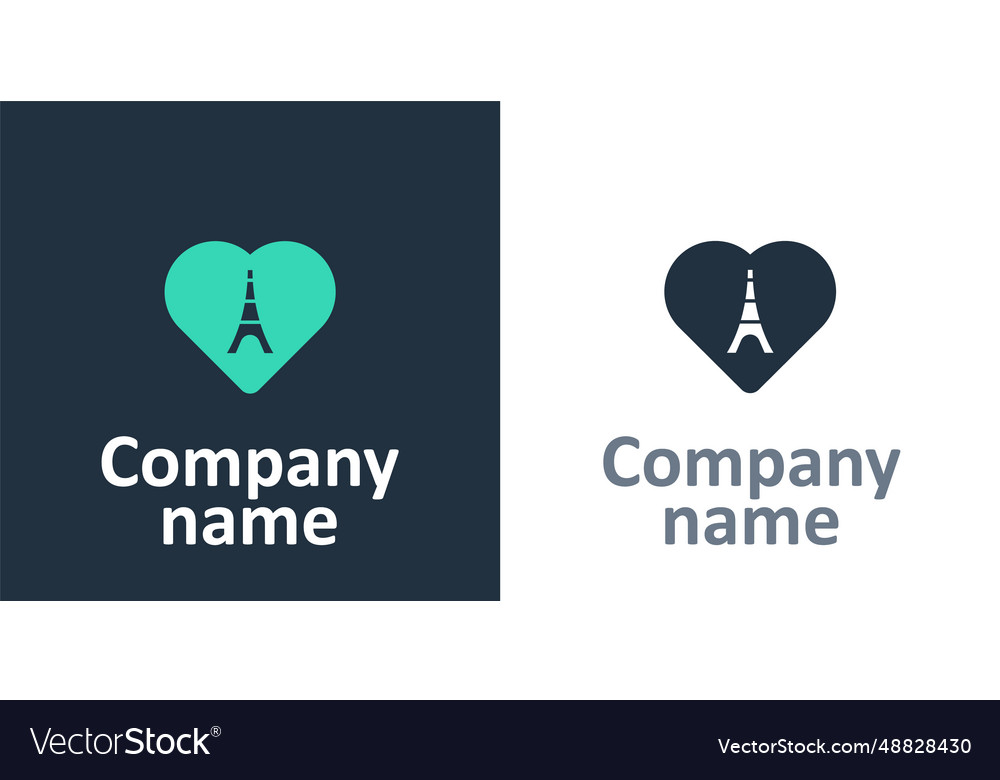 Logotype eiffel tower with heart icon isolated Vector Image Logotype eiffel tower with heart icon isolated