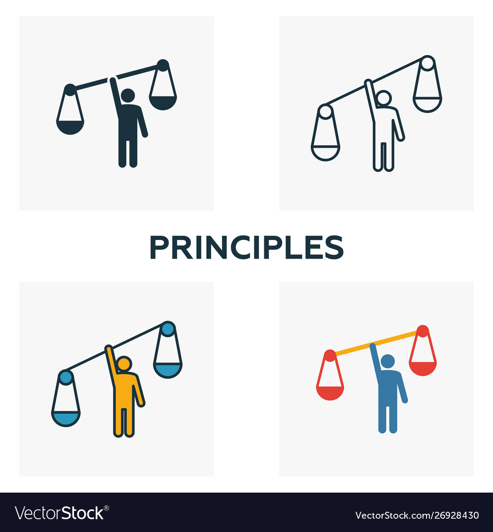 Principles icon set four elements in different