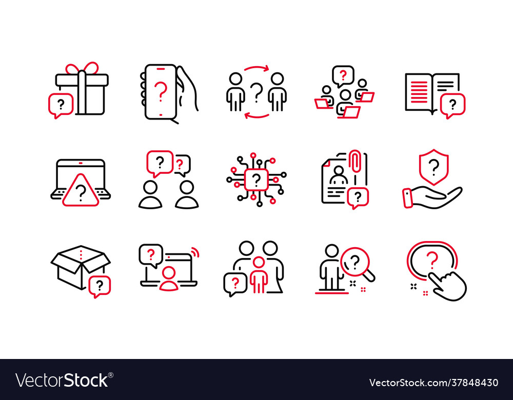 Questions line icons problem solve artificial vector image Questions line icons problem solve artificial