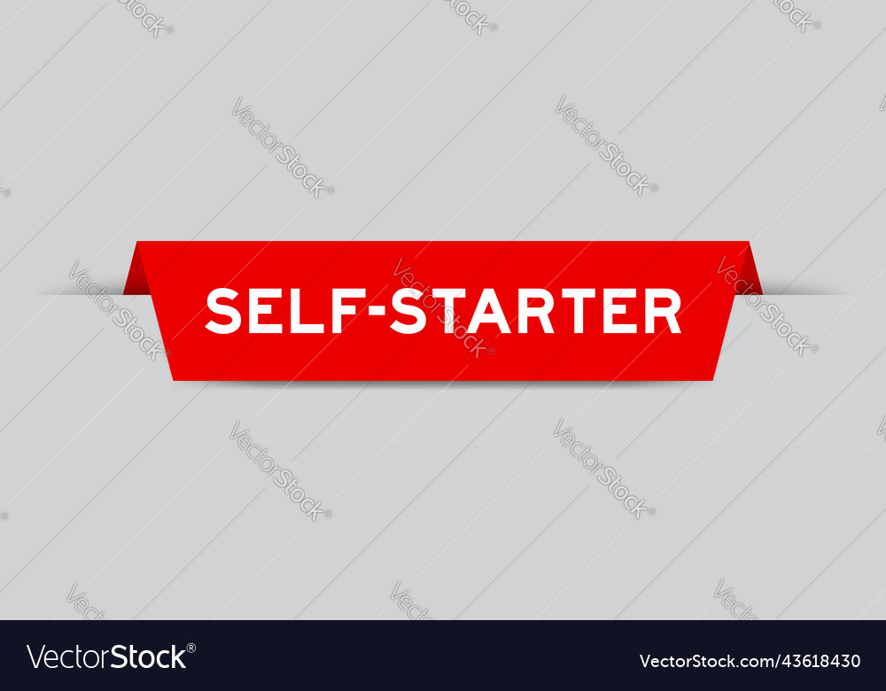 Red color inserted label with word self starter Vector Image Red color inserted label with word self starter