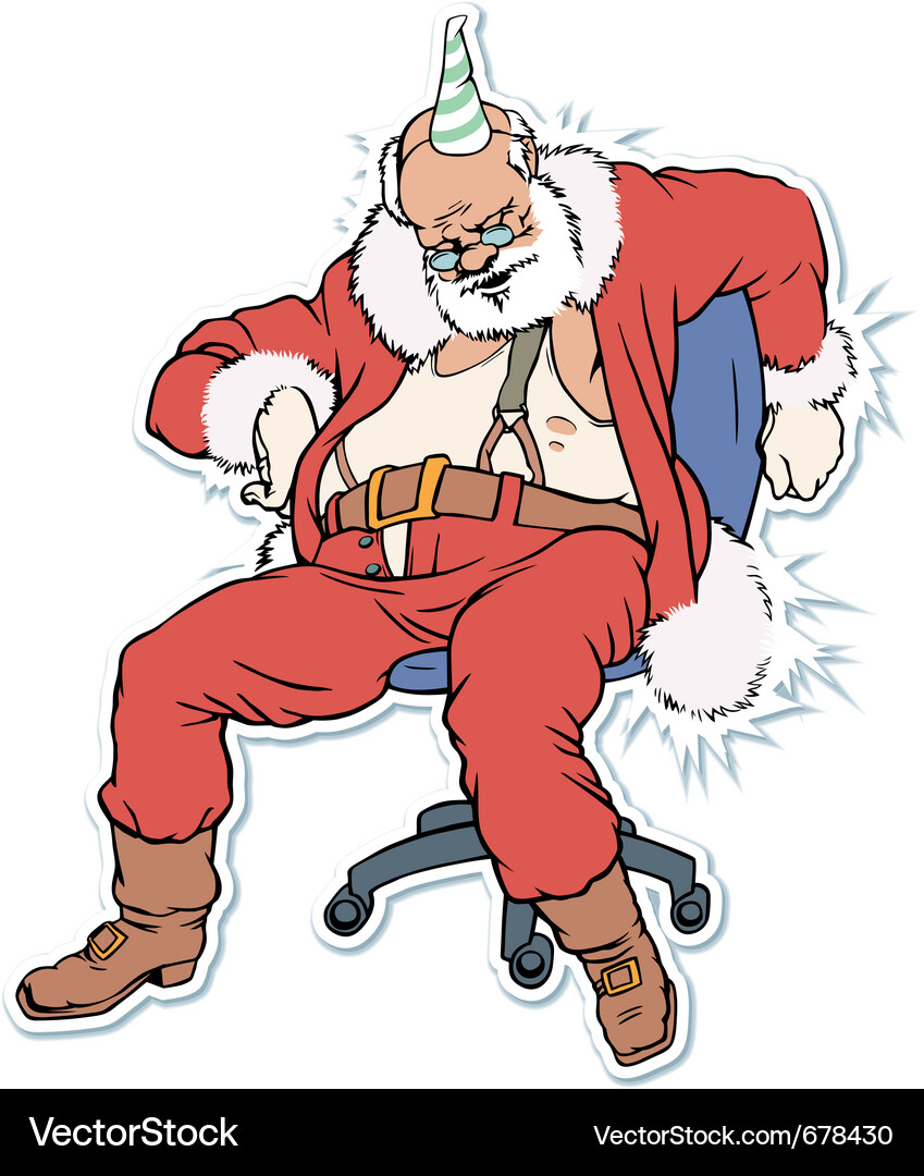 Santa claus sleeping on a chair a Royalty Free Vector Image