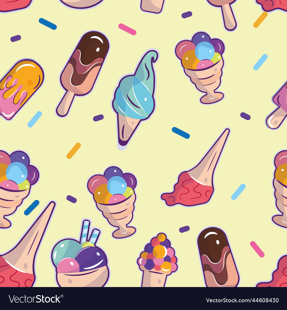 Seamless pattern background with ice cream icons