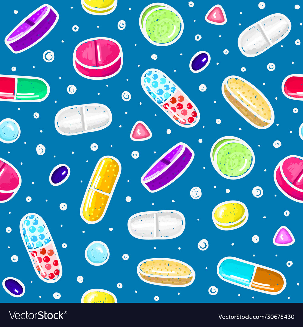 Seamless pattern with lot pills and capsules