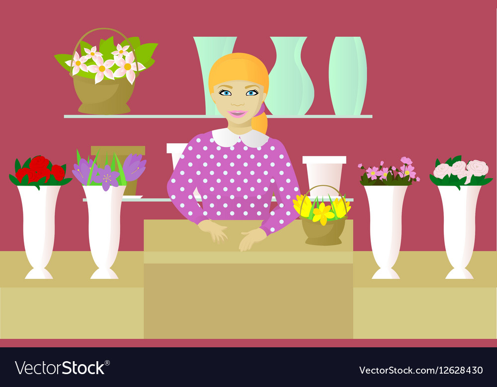 Seller in flower shop
