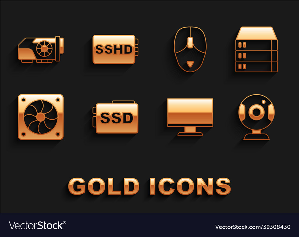 Set ssd card server data web hosting camera Vector Image Set ssd card server data web hosting camera