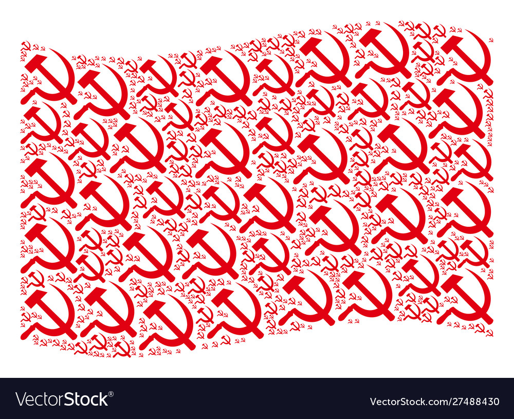 Waving red flag pattern sickle and hammer items