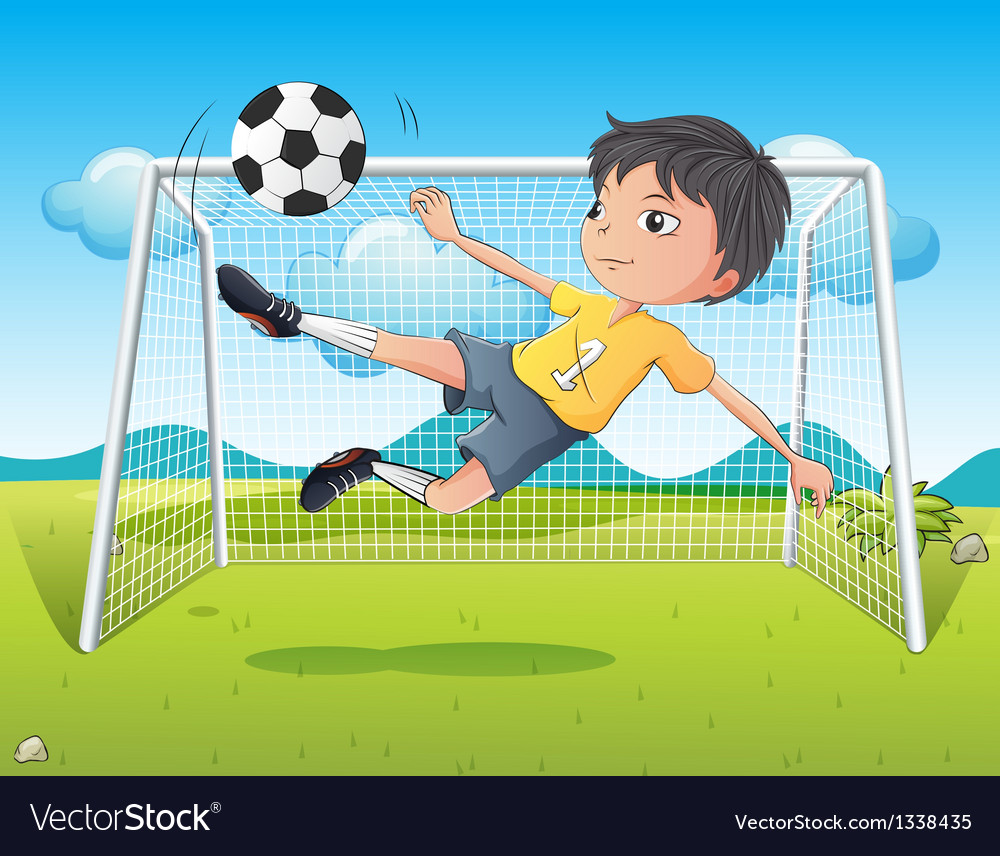 A young gentleman kicking soccer ball Royalty Free Vector