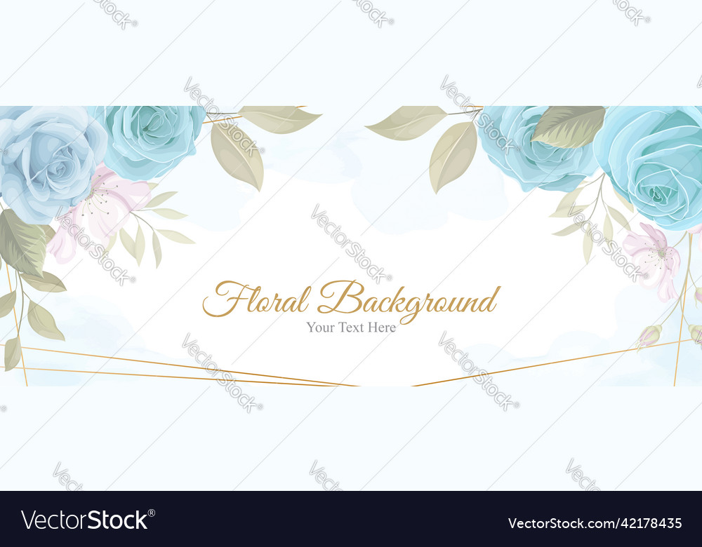 Beautiful flower banner with blue flowers