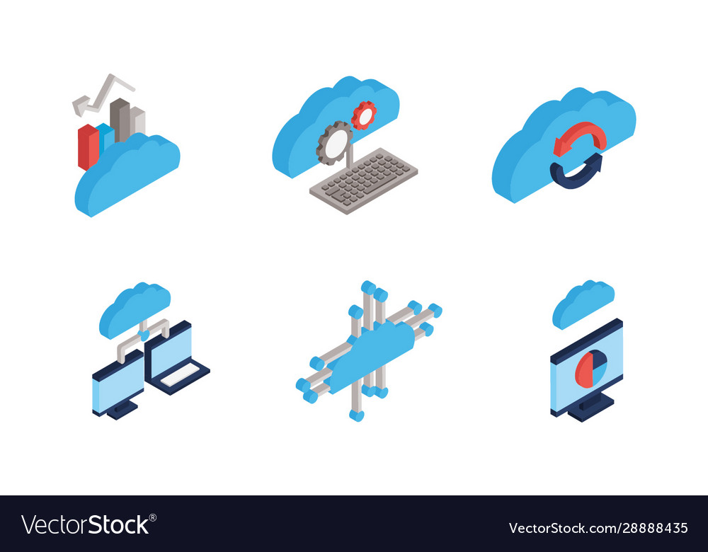 Bundle cloud computing tech icons
