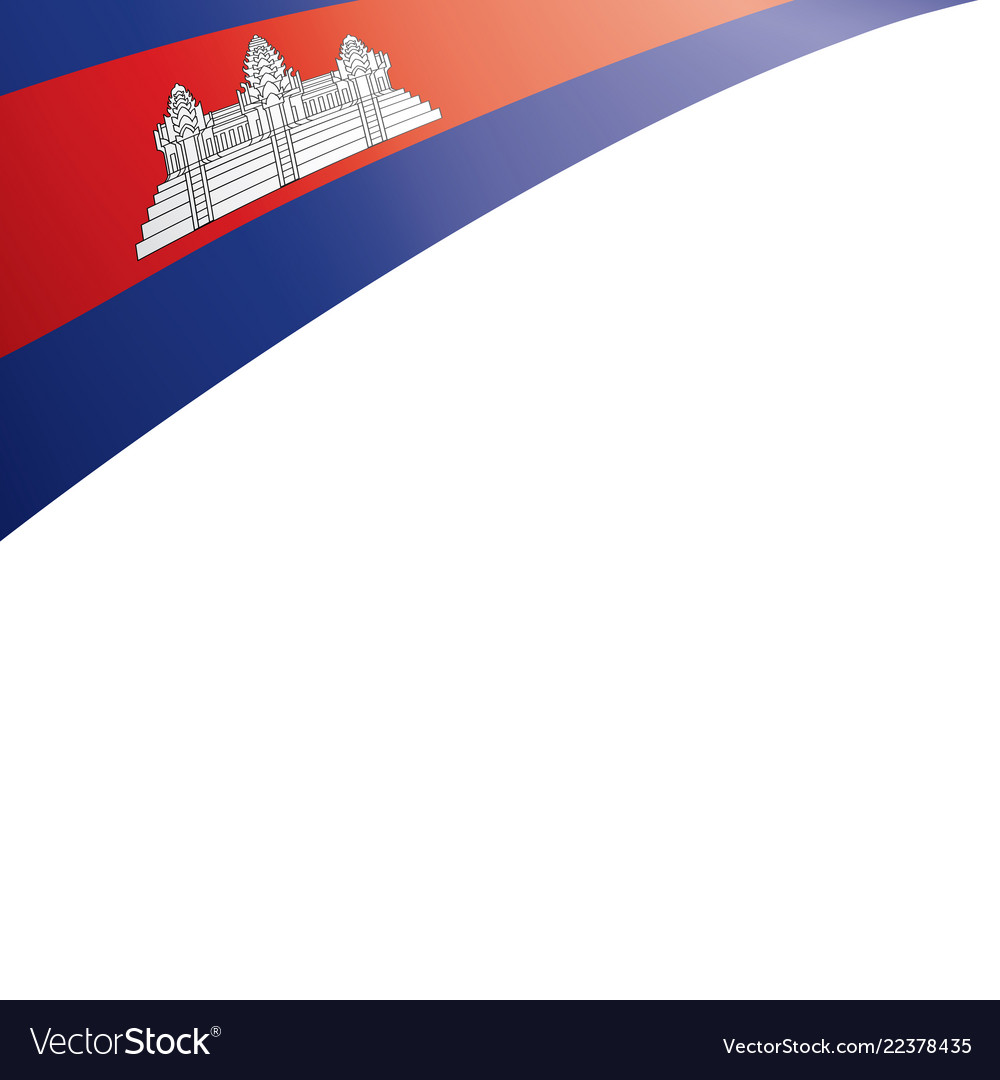 Cambodia flag on a white