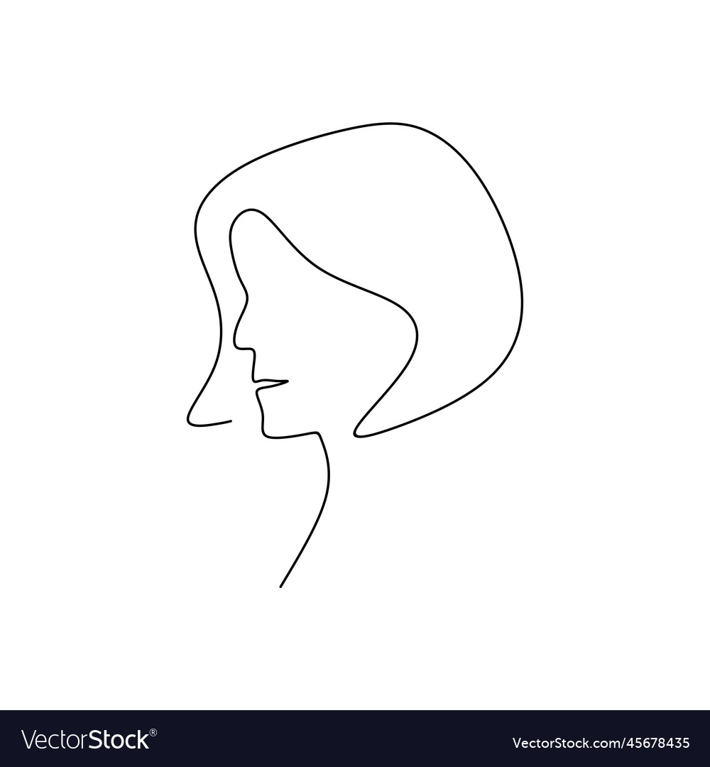 Continuous line drawings hold hair female models Vector Image