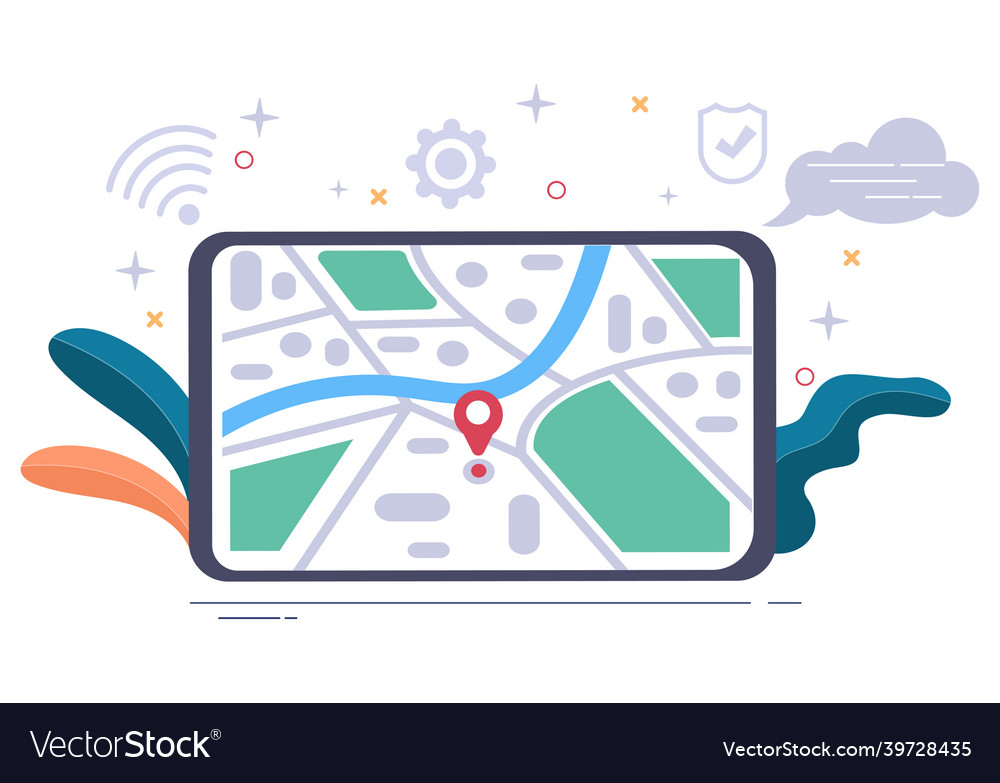 Gps navigation map and compass on location search Vector Image Gps navigation map and compass on location search