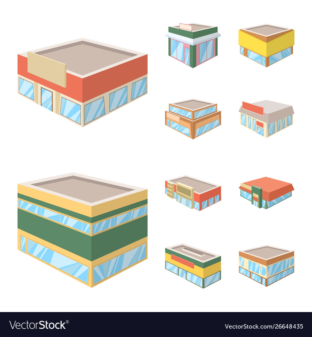 Isolated object and building icon collection vector image Isolated object and building icon collection