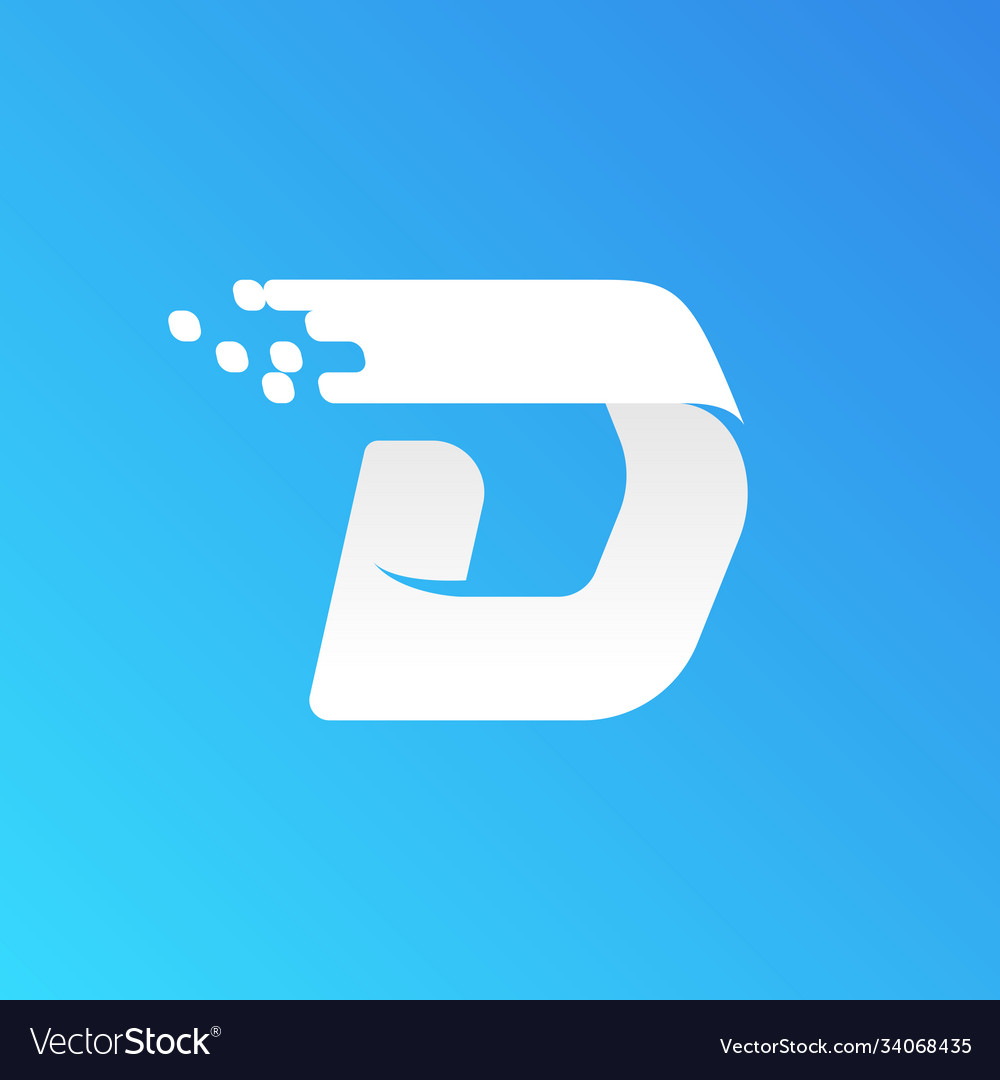 Letter d fast speed logo with checkered pixels Vector Image