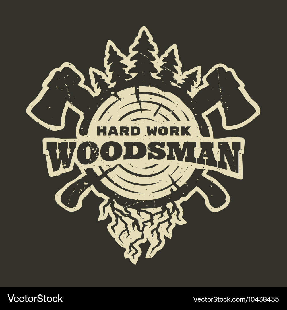 Lumberjack emblem tshirt design Royalty Free Vector Image