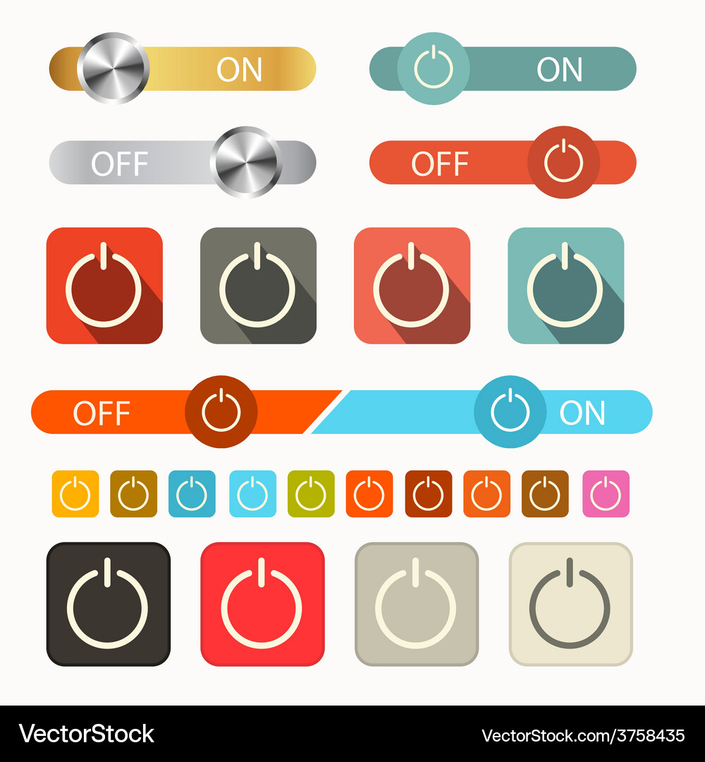 On off symbols set isolated white background Vector Image