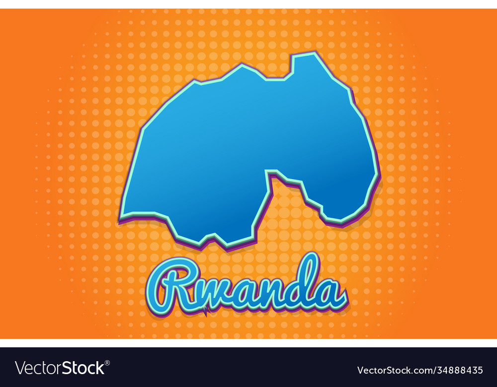 Retro map rwanda with halftone background