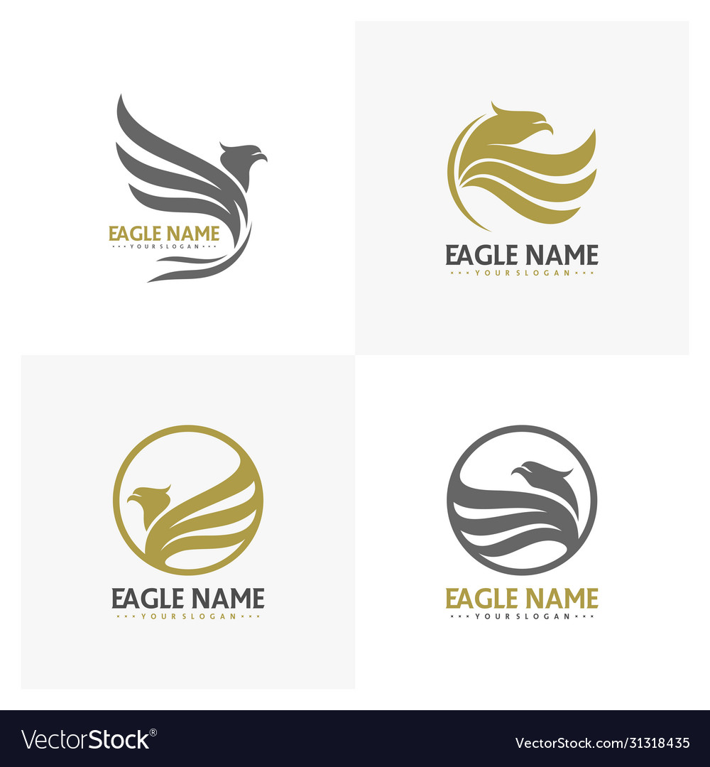 Set flying eagle logo design creative design Vector Image