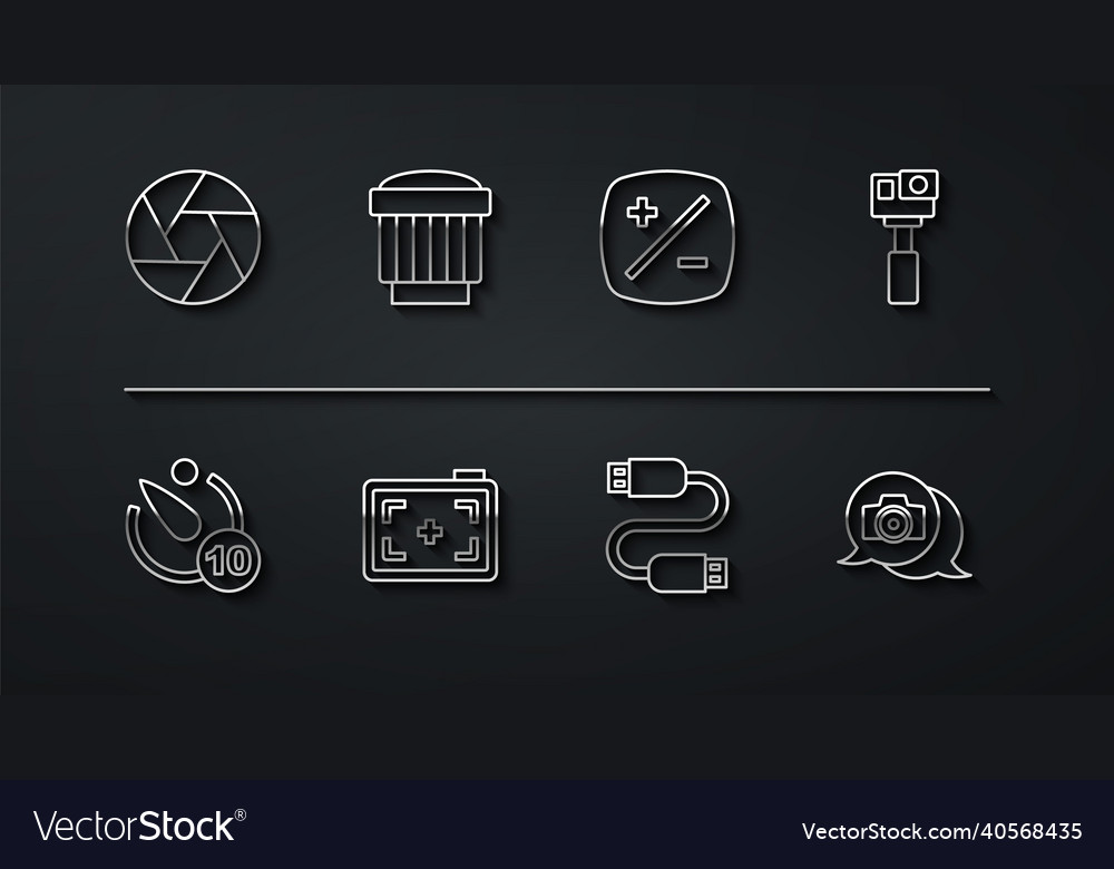 Set line camera shutter timer action usb vector image Set line camera shutter timer action usb