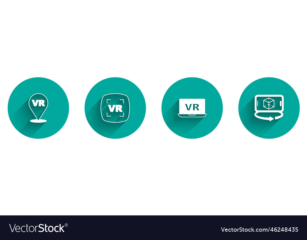 Set virtual reality and 3d modeling icon vector image Set virtual reality and 3d modeling icon