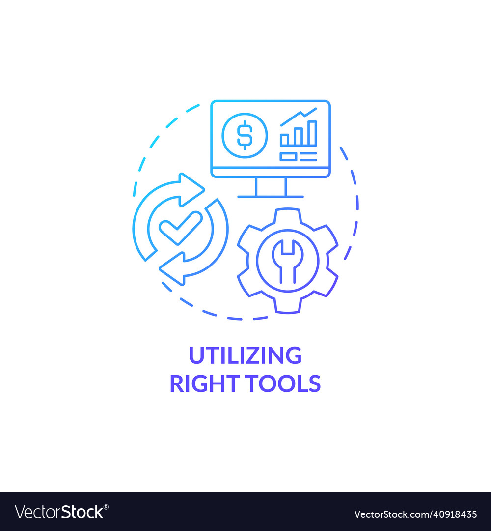 Utilizing right tools blue gradient concept icon