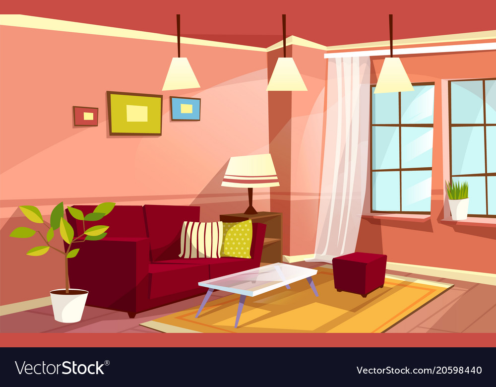 retro living room cartoon