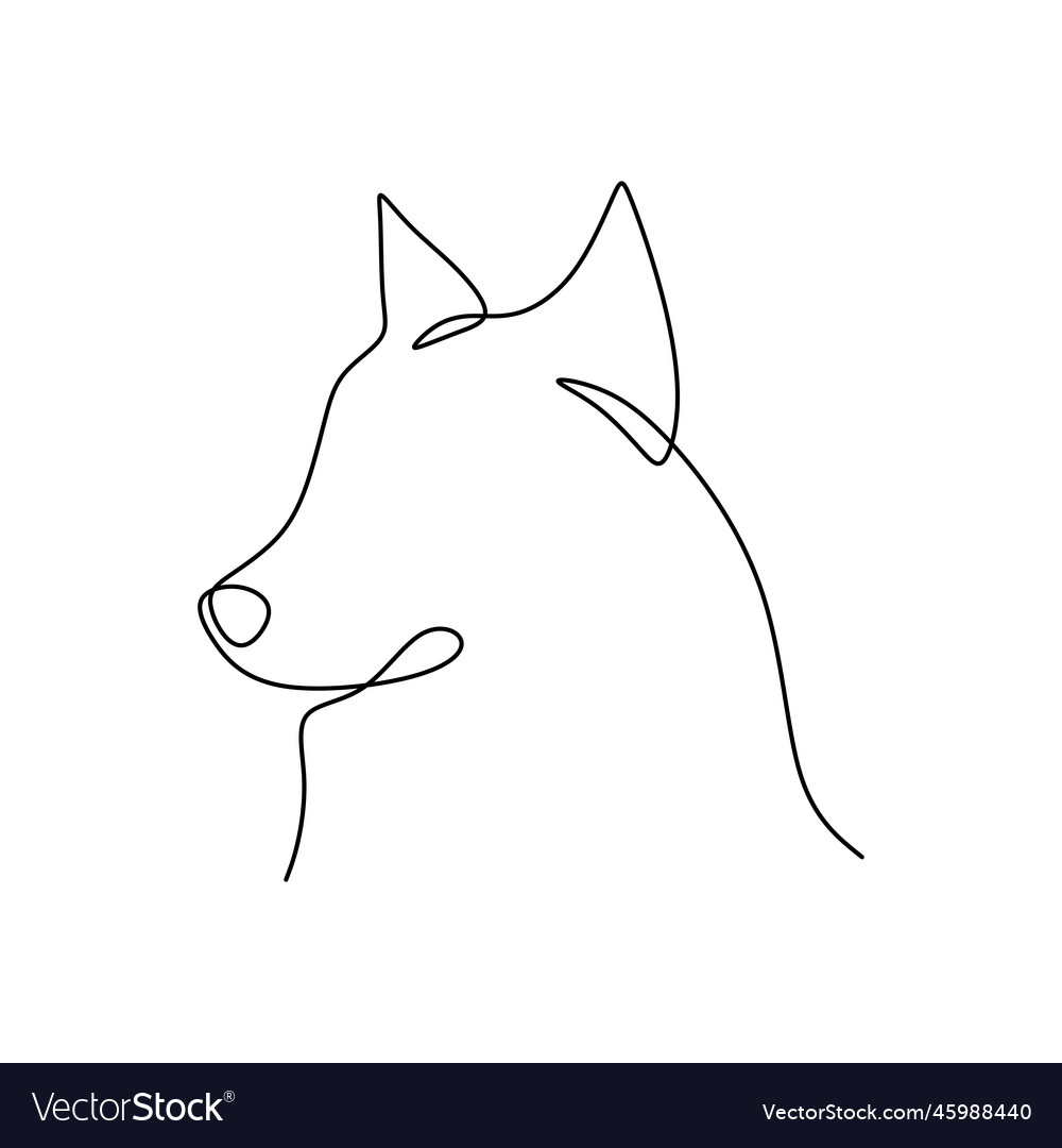 Continuous one single line of dog head isolated Vector Image