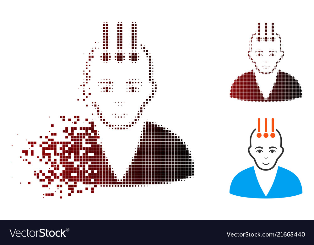 Dissipated pixel halftone neural interface icon vector image Dissipated pixel halftone neural interface icon
