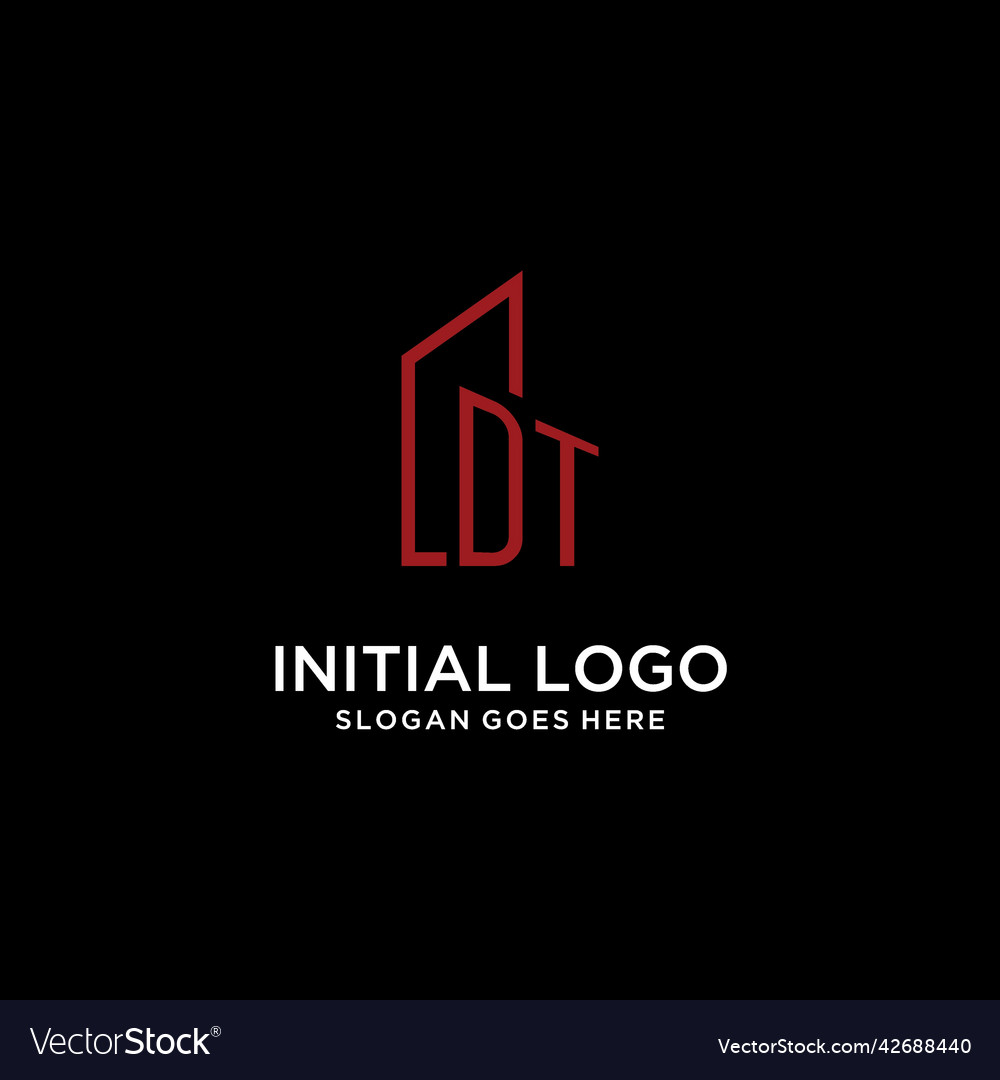 Dt initial monogram with building logo design