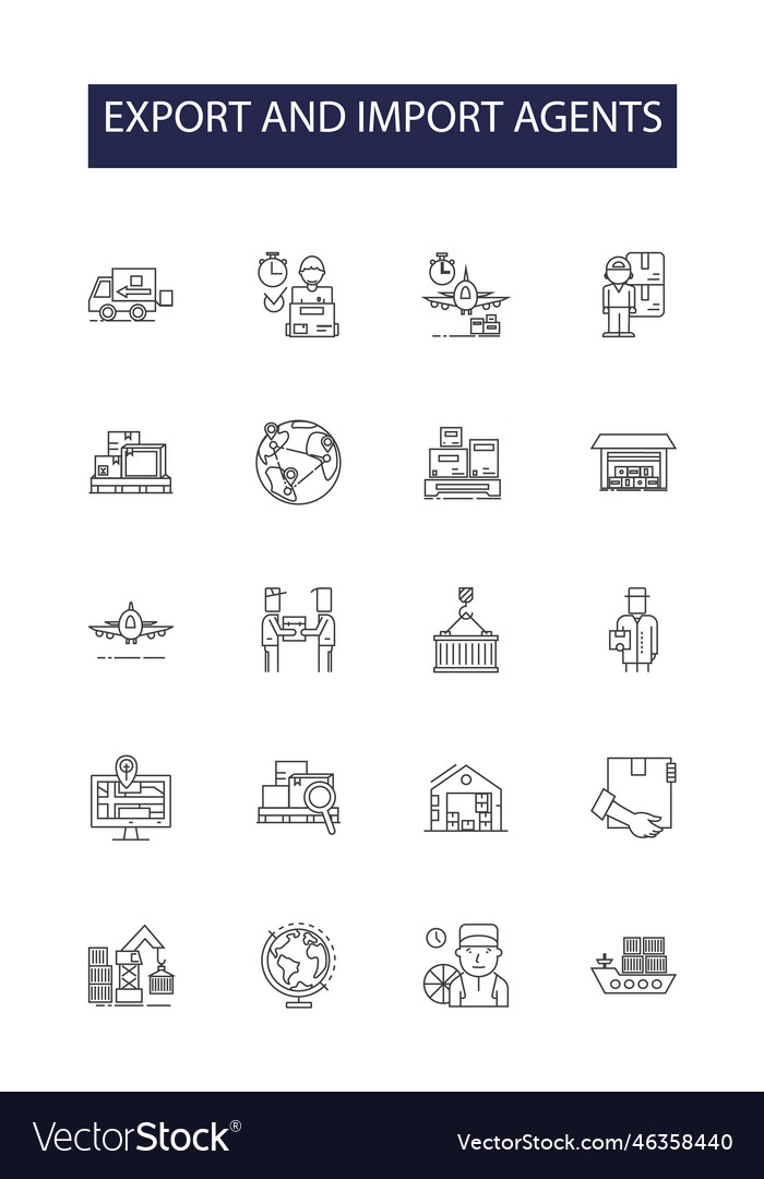 Export and import agents line icons vector image Export and import agents line icons