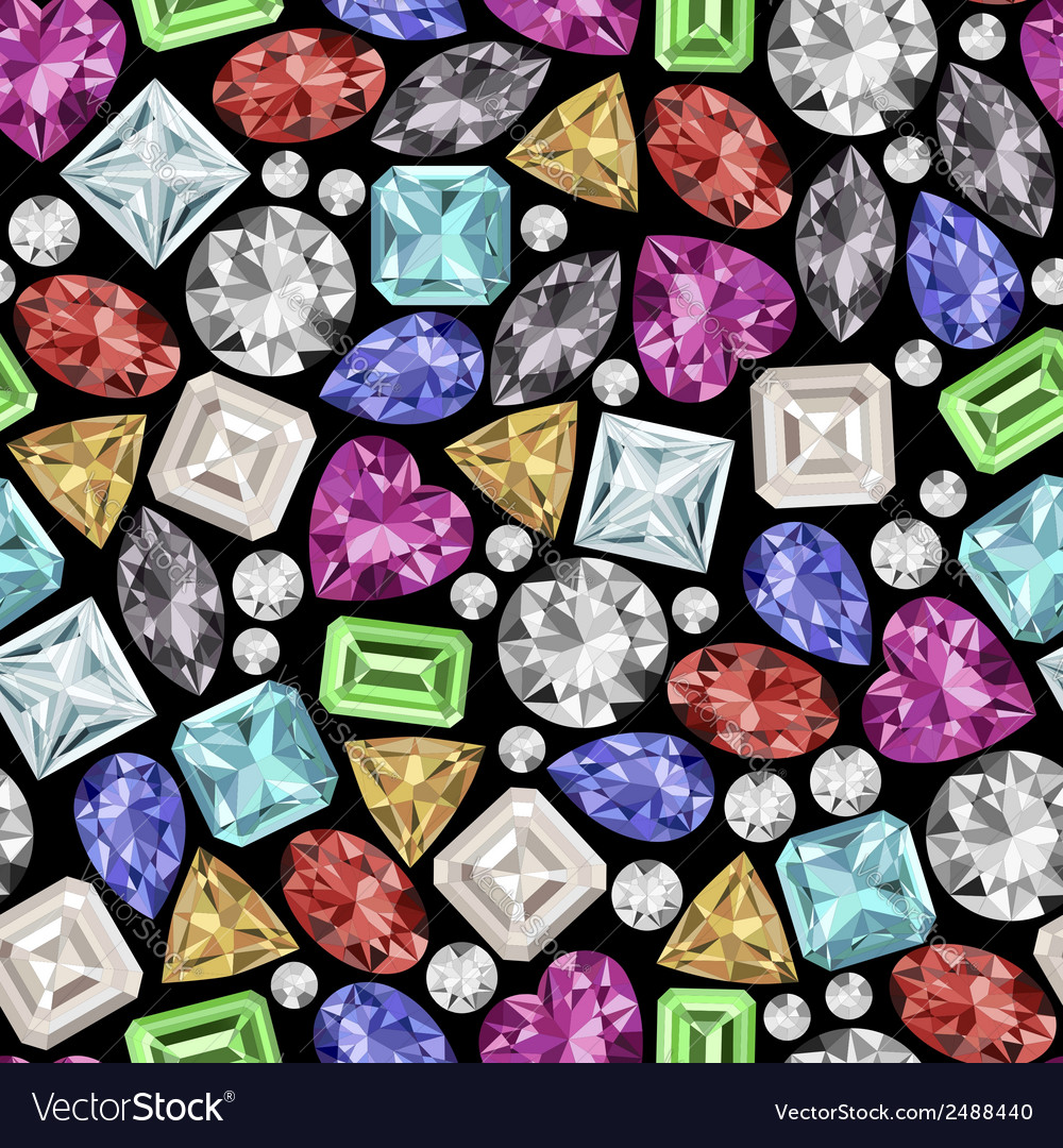 Gemstone Pattern on Black Background