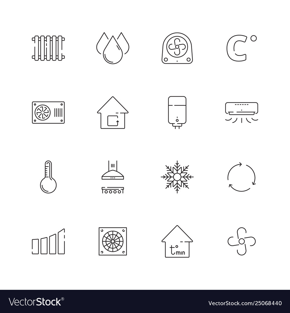 Heating cooling icons airing conditioning systems Vector Image