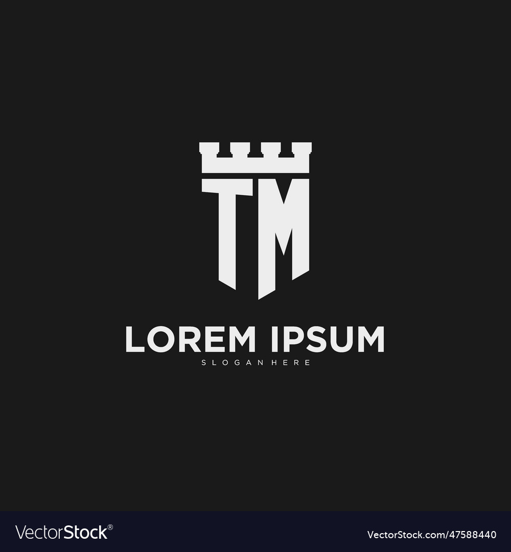 Initials tm logo monogram with shield Royalty Free Vector