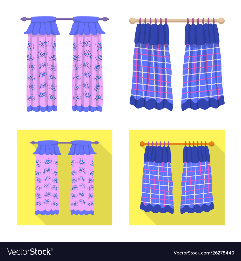 Isolated object curtains and drapes symbol set