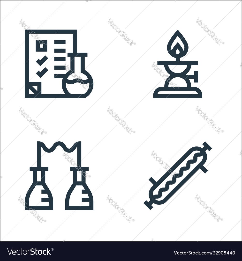 Laboratory line icons linear set quality vector image Laboratory line icons linear set quality