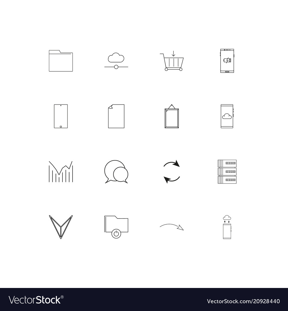 Network and database linear thin icons set