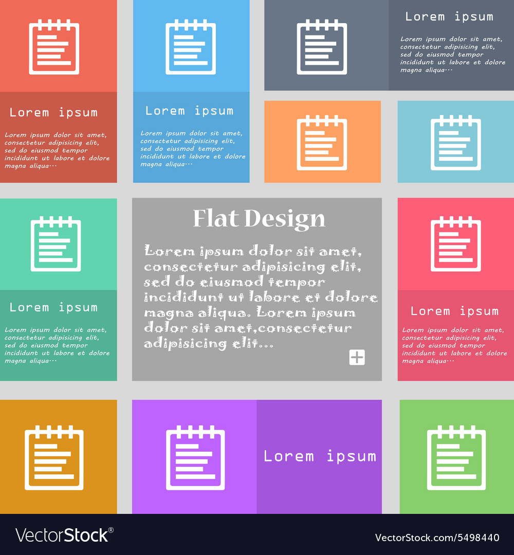 Notepad icon sign set multicolored buttons
