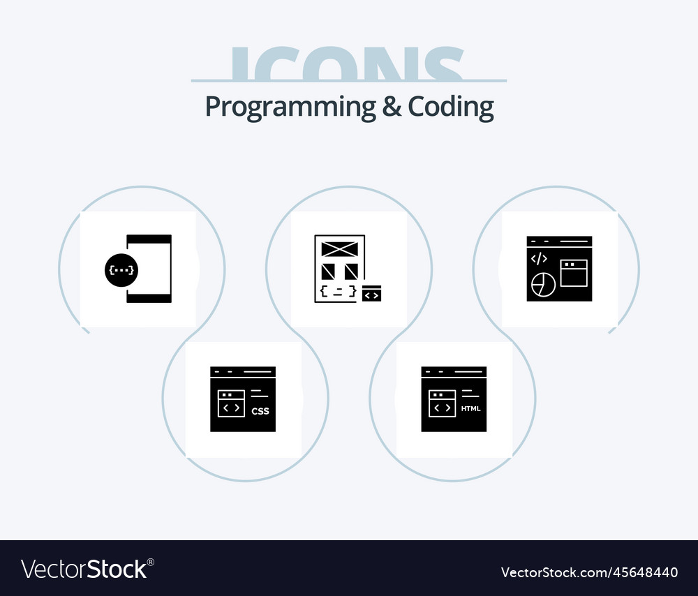 Programming and coding glyph icon pack 5