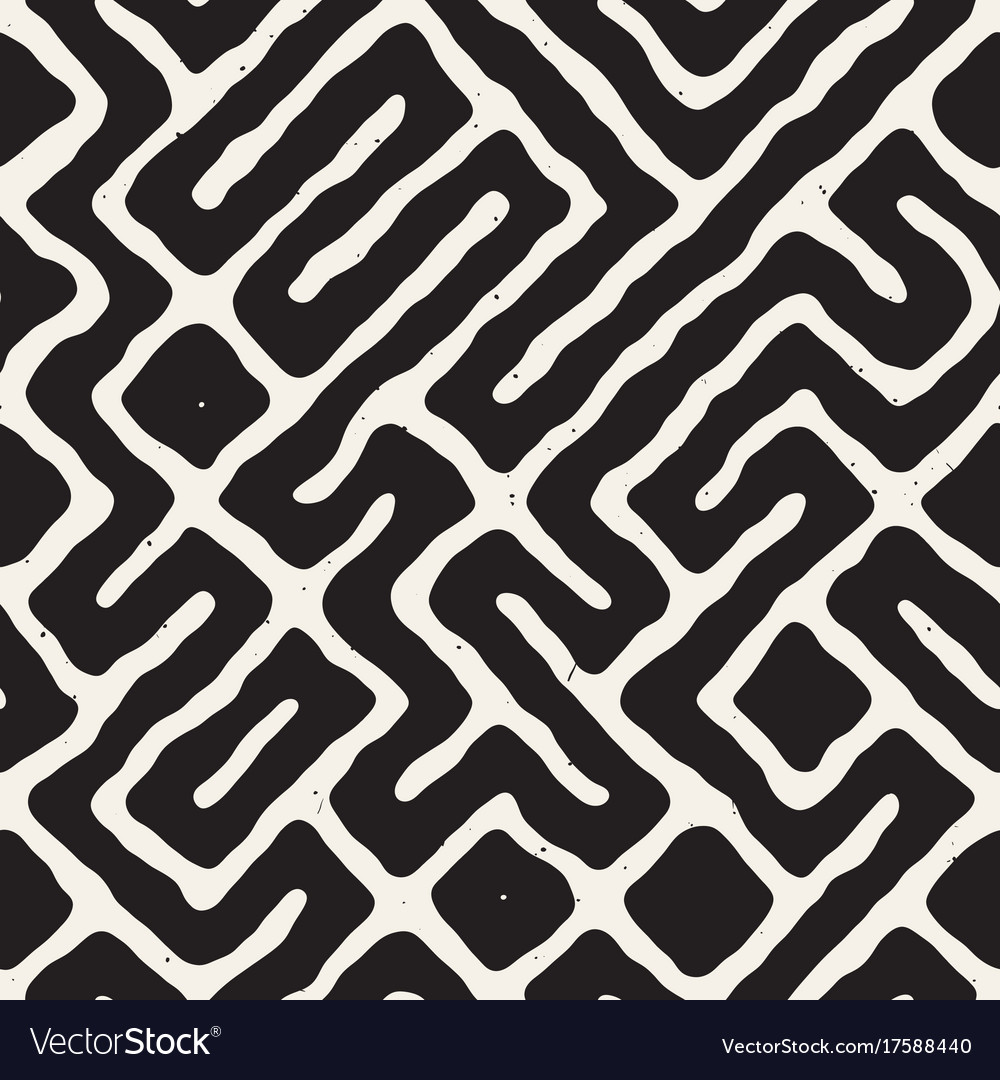Seamless pattern with maze lines monochrome