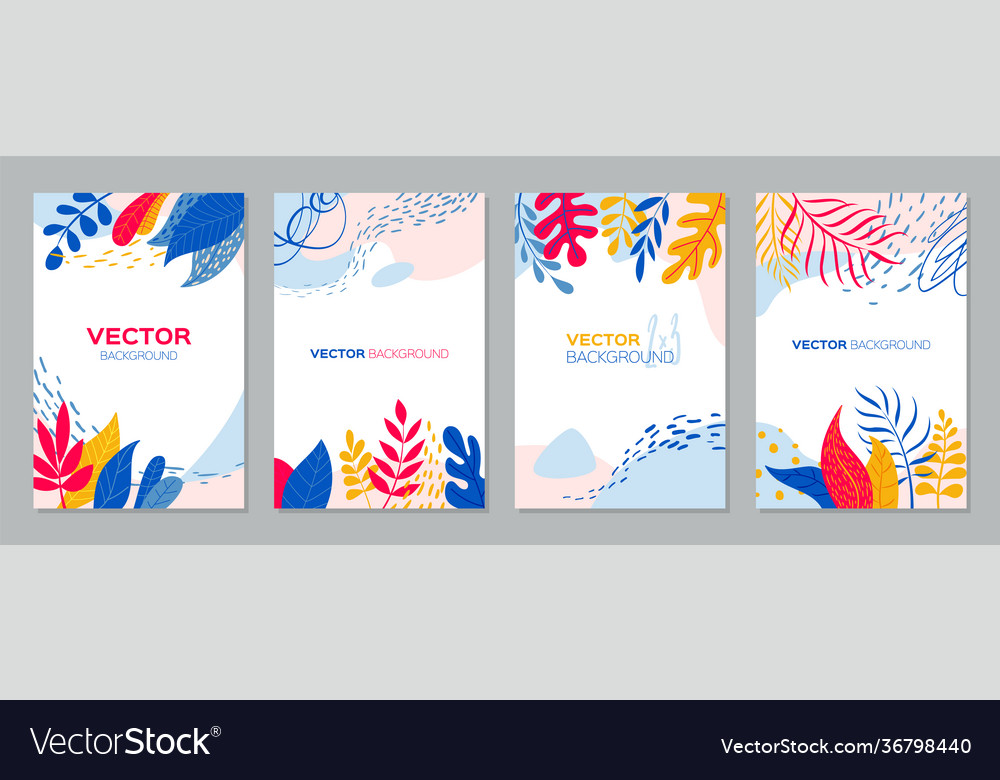 Set abstract plants backgrounds with empty vector image Set abstract plants backgrounds with empty