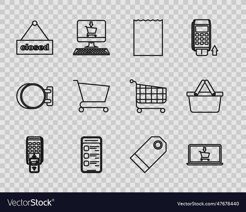 Set line pos terminal with printed receipt Vector Image Set line pos terminal with printed receipt