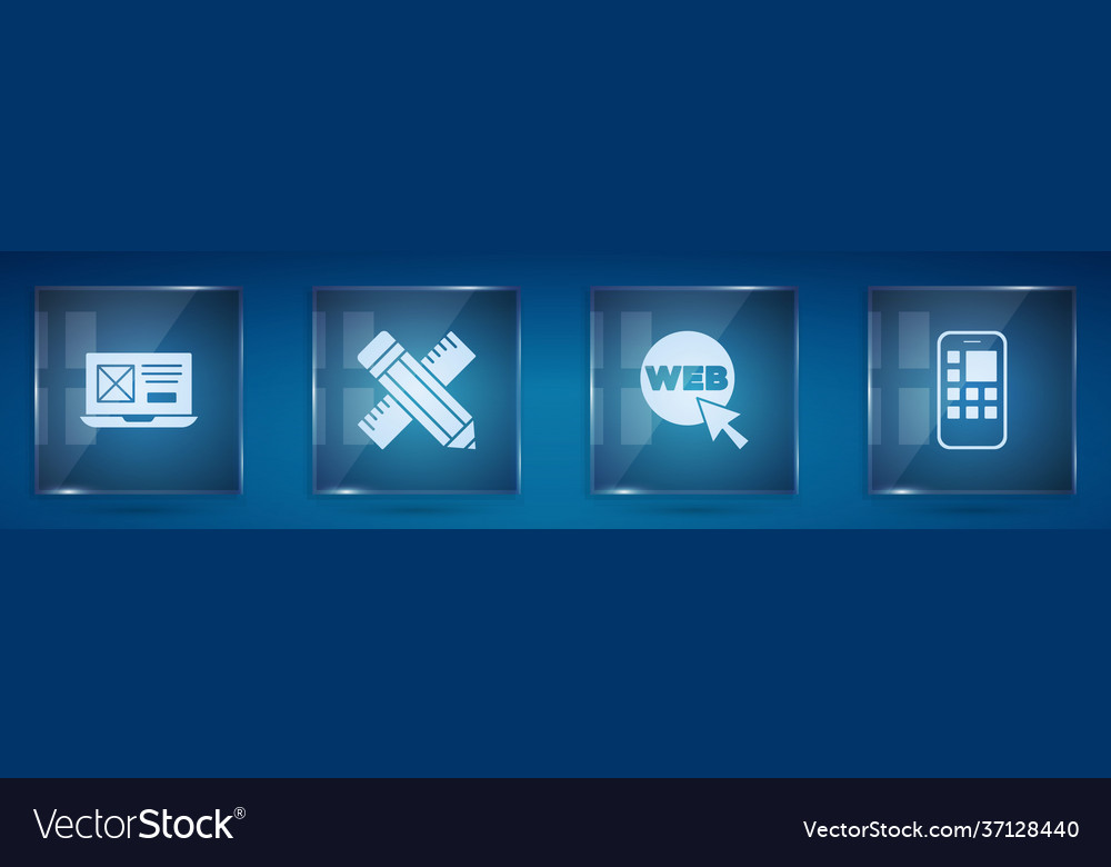 Set ui or ux design crossed ruler and pencil web vector image Set ui or ux design crossed ruler and pencil web