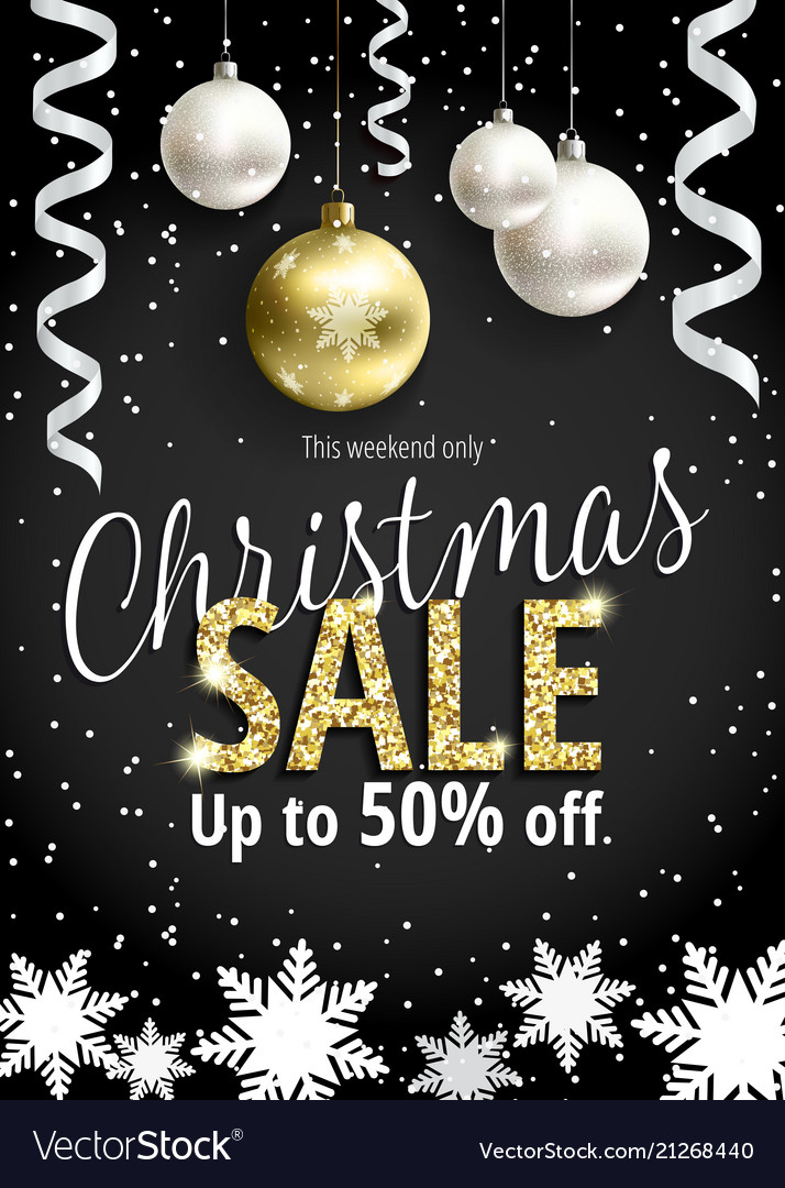 the christmas sale black banner for web or flyer vector image christmas sale flyer