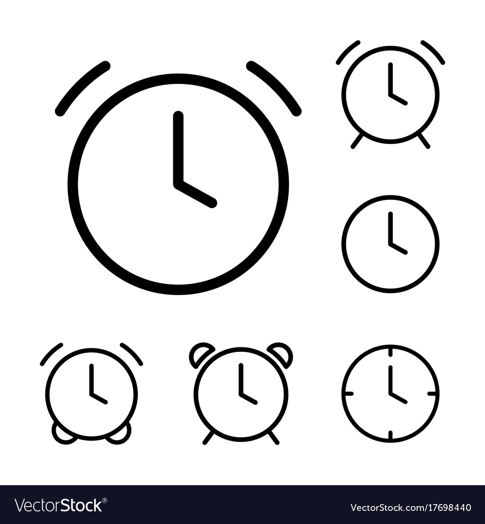 Thin line clock alarm icons