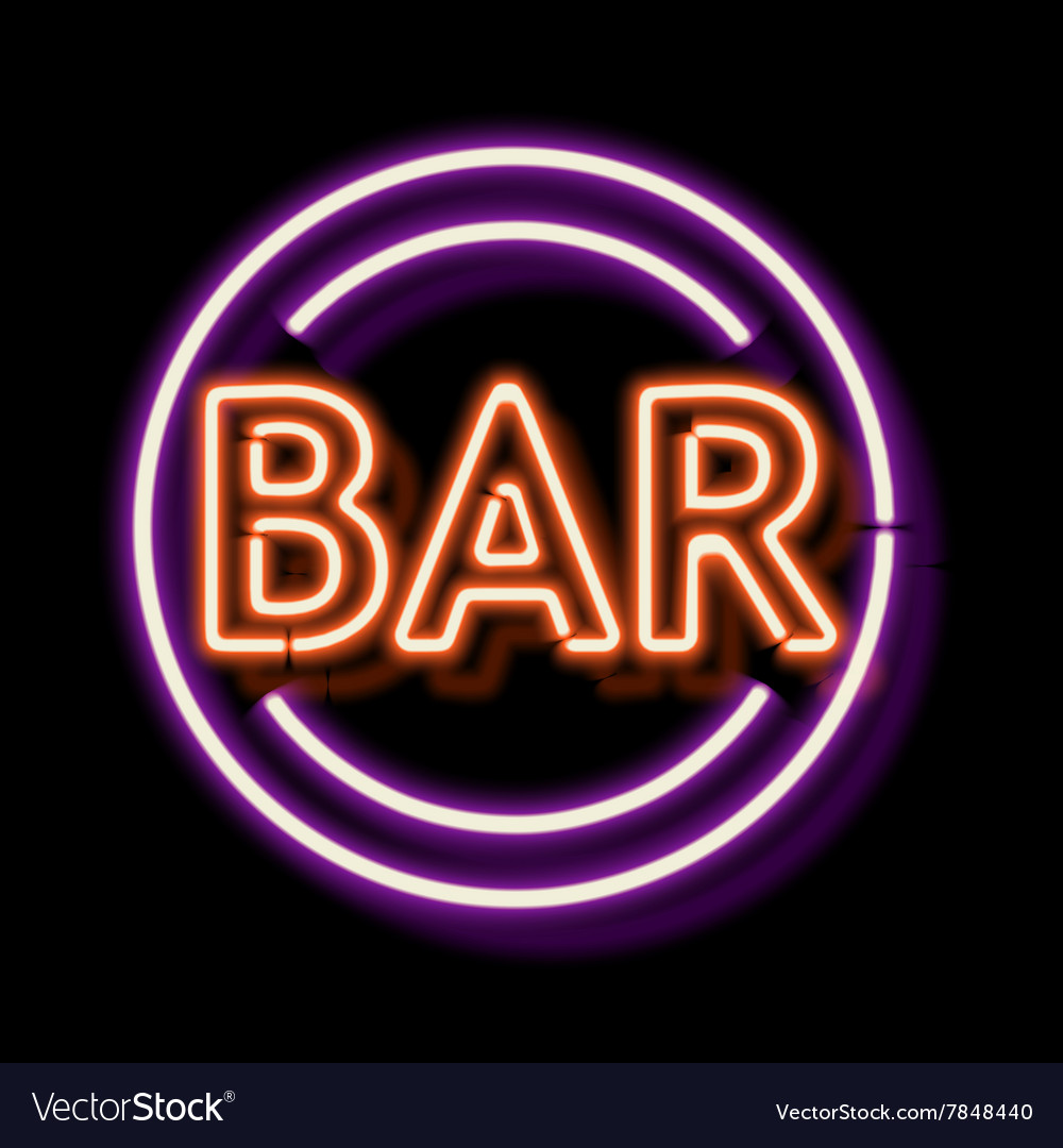 Vintage neon sign with an indication of the bar