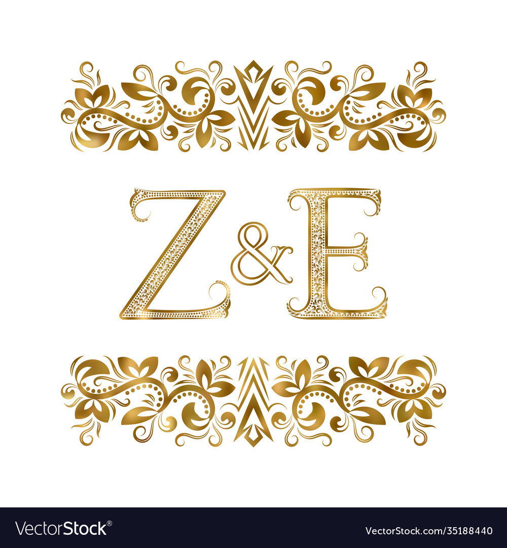 Z And E Initials Vintage Logo Letters Royalty Free Vector