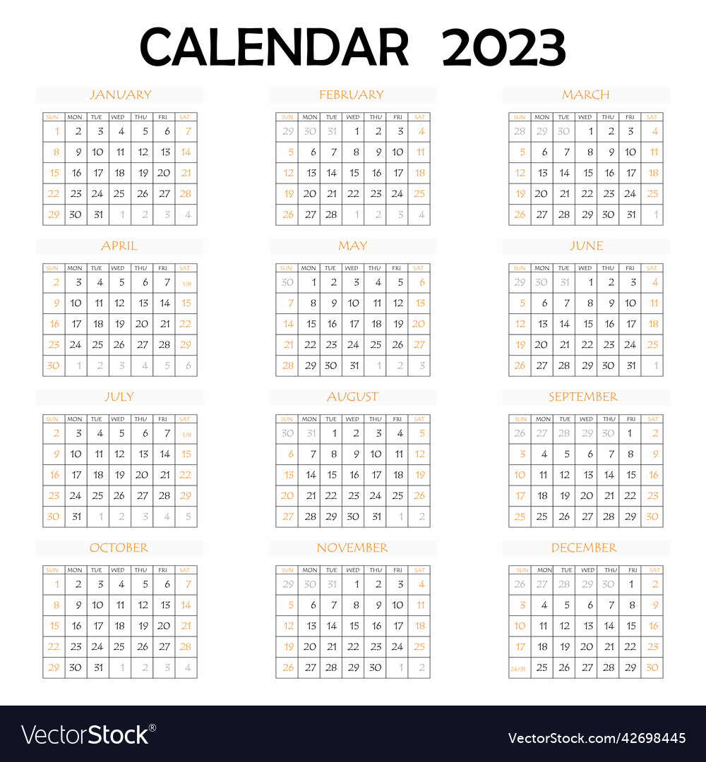 2023 calendar planner corporate week template Vector Image