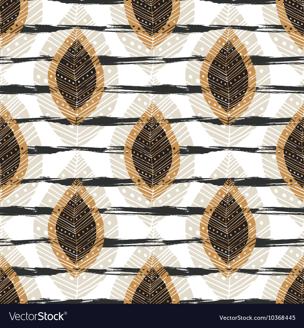 Autumn seamless pattern with modern leaves